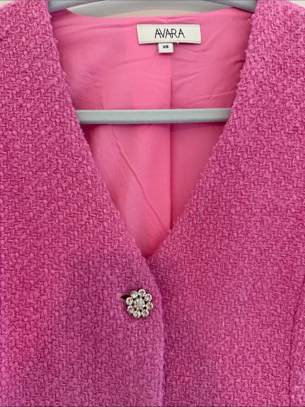 Pink Tweed Button-Front Shift Dress - Picture 2 of 3
